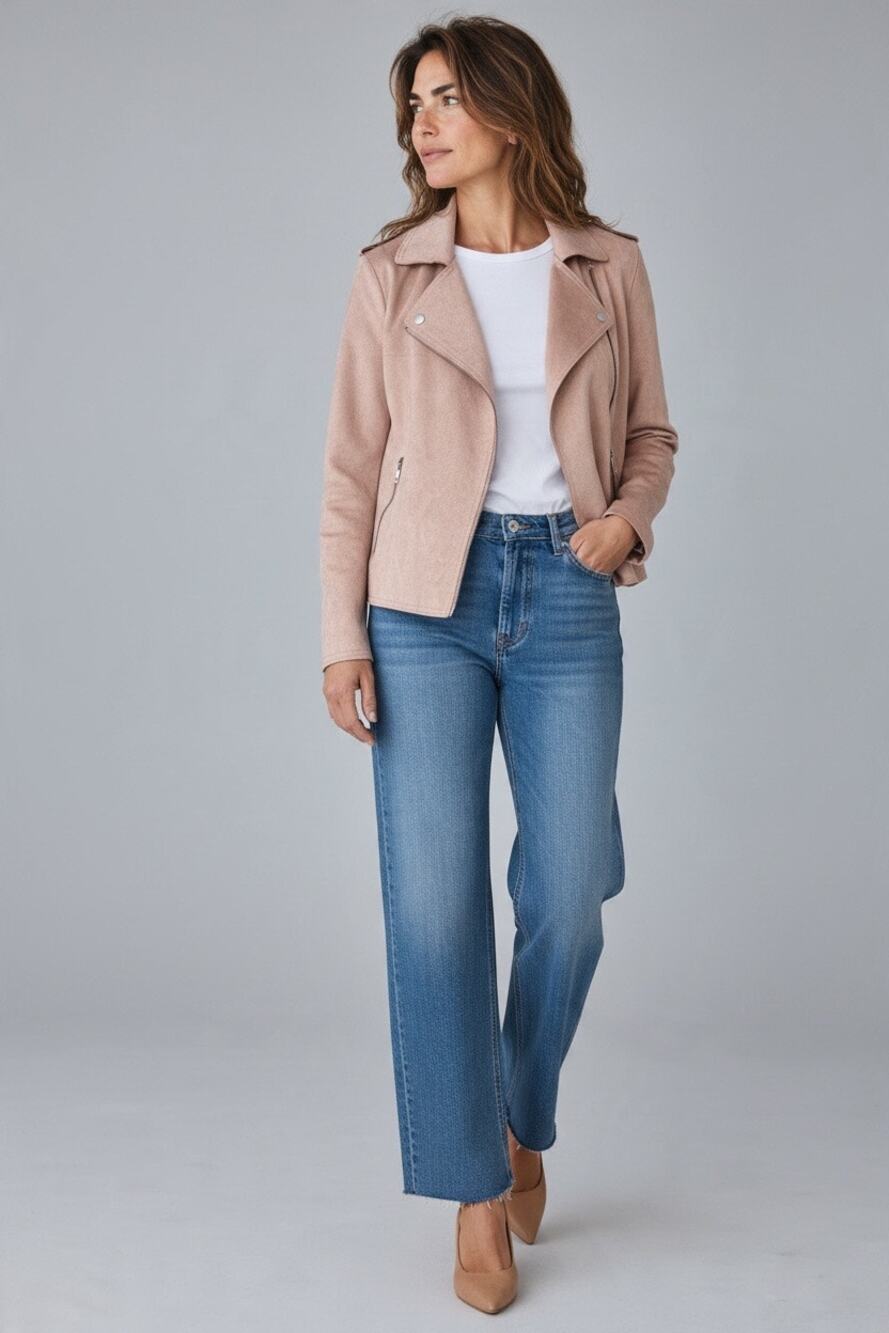 Philosophy Republic Sz XL Pink Soft Vegan Faux Leather Blazer Jacket Open Front